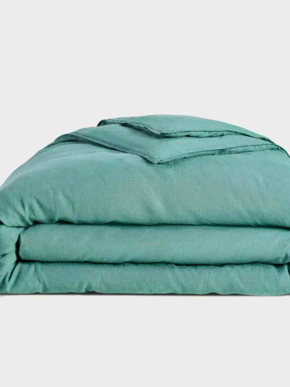 BROOKLINEN Turquoise King/Cali King Washed European Linen Duvet Cover
